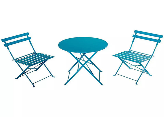 Mesa y sillas plegables de jardín al aire libre para patio de bistró de acero, 3 piezas