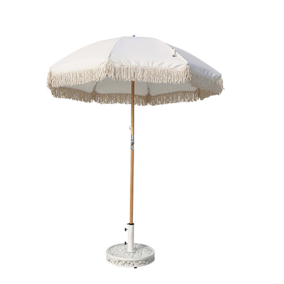 Los 2M al aire libre Wood Pole Fiberglass provee de costillas el paraguas de Sun recto con la borla