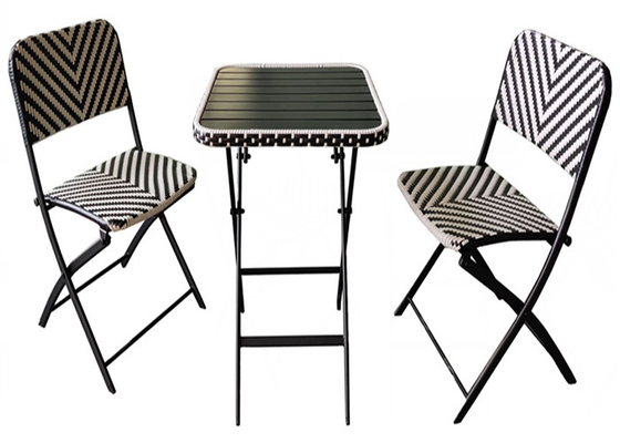 Plegamiento superior de acero del marco metálico del sistema de la silla de mimbre de la tabla del jardín al aire libre