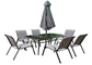 Los muebles al aire libre de cena de acero a prueba de herrumbre del patio del jardín fijaron 2 x 1 Textilen 7pcs