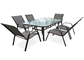 Las mesas de comedor al aire libre de acero del patio del metal moderno de 7 pedazos presiden el sistema de los muebles del jardín